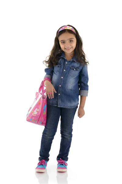 Young Fashion Girl with Pink Handbag — Stock Photo, Image