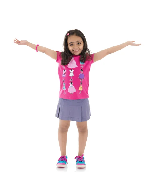 Happy Girl Putting Her Arms Up In The Air — Stock Photo, Image