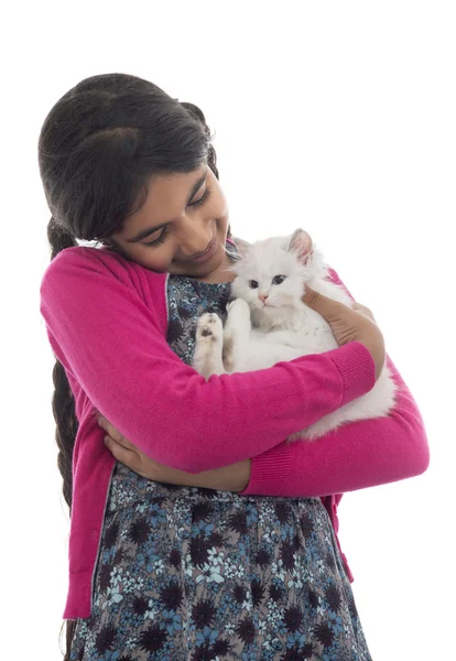 Chica con gato — Foto de Stock