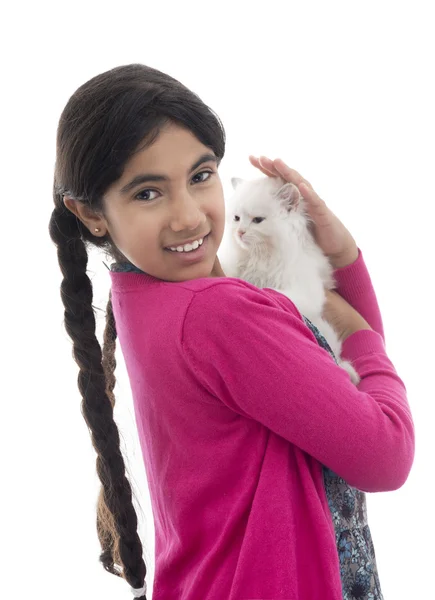 Una chica con gato — Foto de Stock