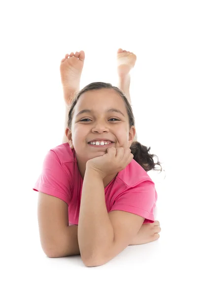 Menina bonita deitada para baixo — Fotografia de Stock