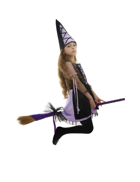 Witch flicka flygande — Stockfoto