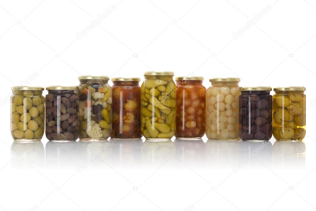 Glass Jars of Pickled Vegetables