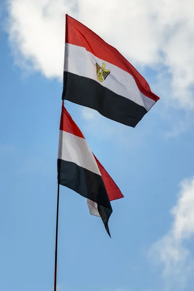 Dubbla Egypten flaggor — Stockfoto