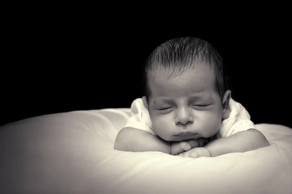 Newborn Baby Boy on Black — Stock Photo, Image