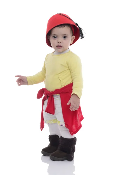 Mladé krásné Baby dívka, která nosí Tarboosh — Stock fotografie