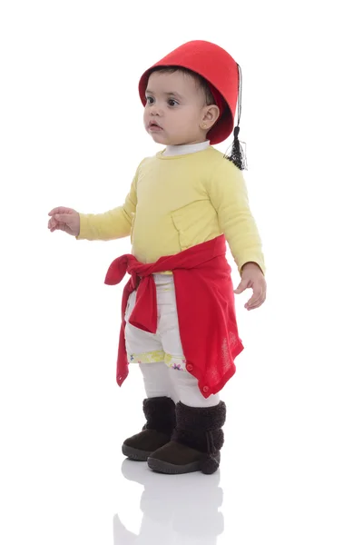 Portrét mladé krásné Baby dívka, která nosí Tarboosh — Stock fotografie
