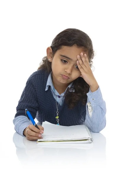 Cute Young Girl Studying Hard — Stock Photo, Image