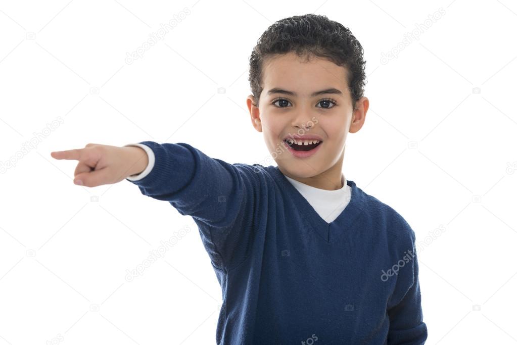 Cute Young Boy Pointing