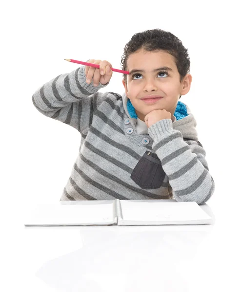 Beautiful Schoolboy Thinking for Answer — Stock Photo, Image