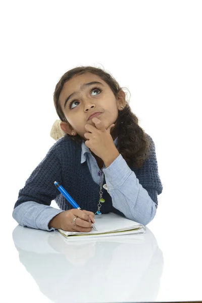 Young Schoolgirl Thinking for Answer — Stock Photo, Image