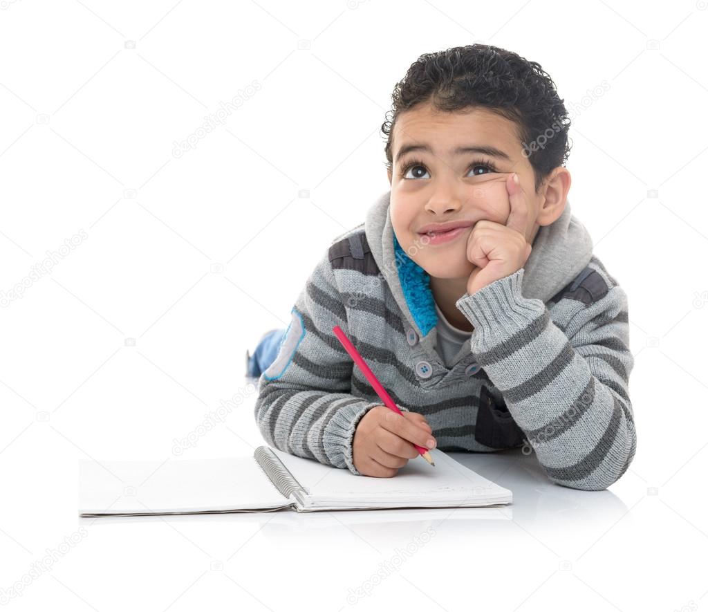 Young Studying Boy Thinking for Answer