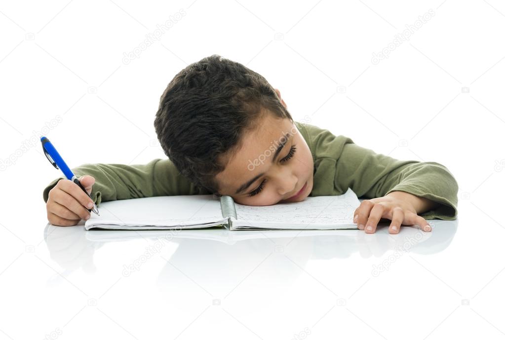 Young Studying Boy Tired