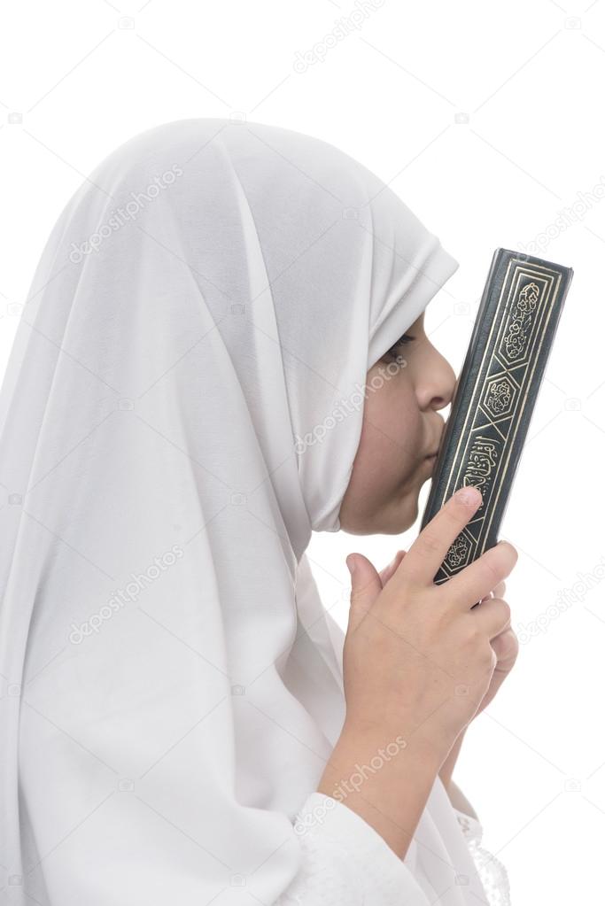 Little Young Muslim Girl Loves Quran