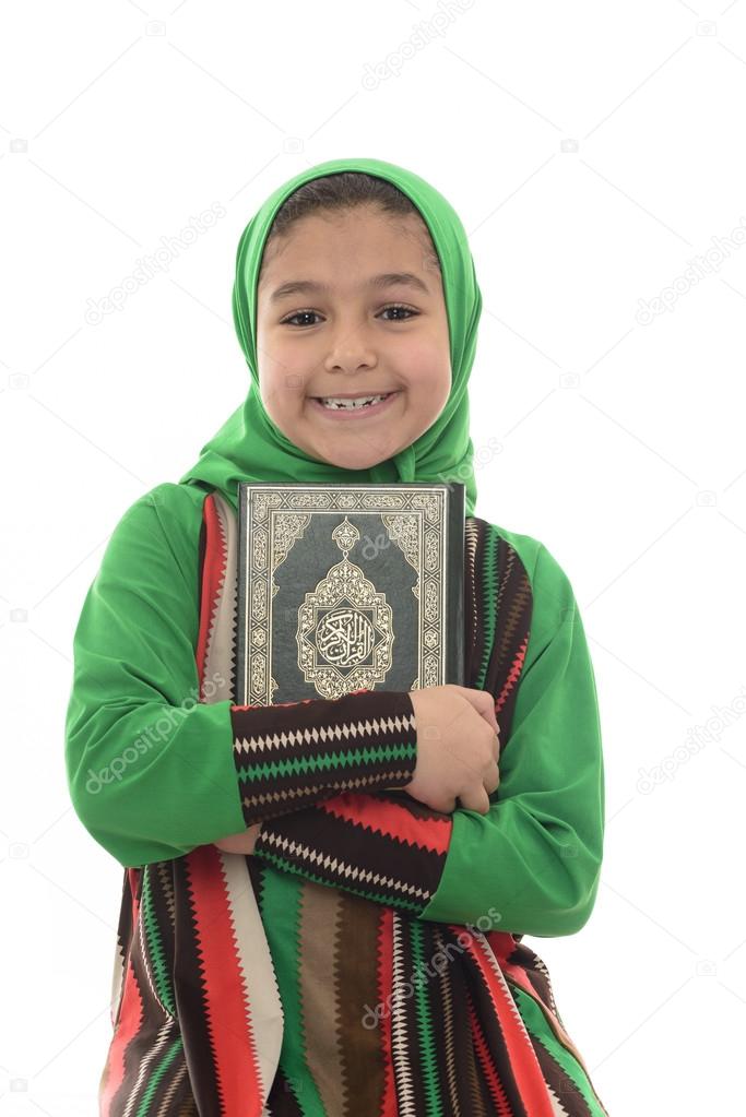 Little Young Muslim Girl Loves Holy Quran