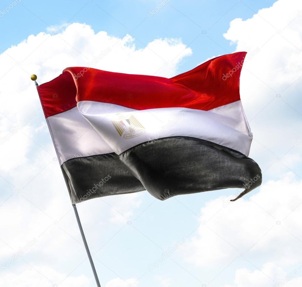 Flying Flag of Egypt