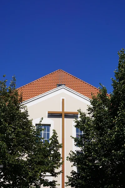 Moderno Evangelista Edifício Igreja Metodista Com Grande Cruz Cristã Hannover — Fotografia de Stock