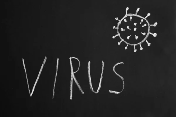 Wirus ręcznie rysowany kredą na tablicy — Zdjęcie stockowe
