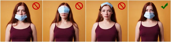 humorous instruction on how to wear a protective face mask