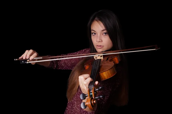 Young asian woman playing violin — Stock Photo, Image