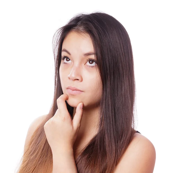 Joven asiático mujer pensando —  Fotos de Stock