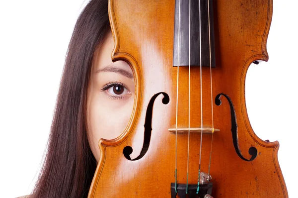 Female portrait with violin — Stock Photo, Image