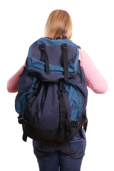 Kobieta backpacker — Zdjęcie stockowe