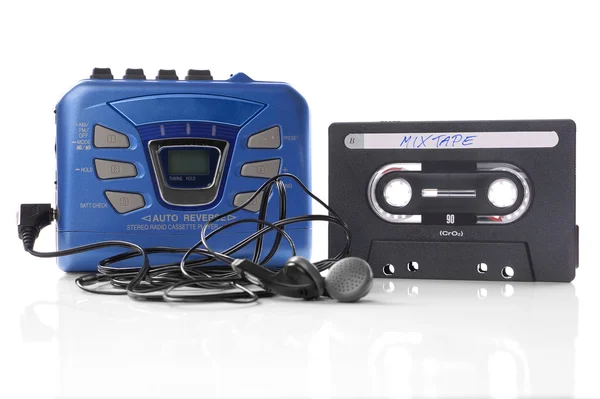 Casete de música y walkman — Foto de Stock