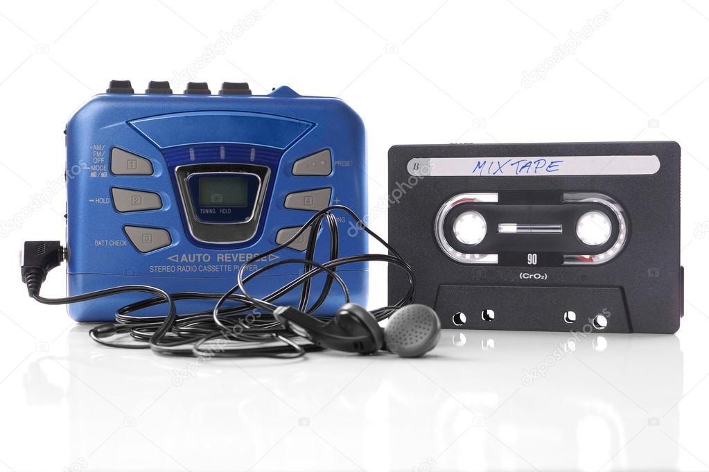 music cassette and walkman