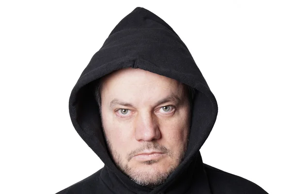 Homem vestindo capuz preto — Fotografia de Stock