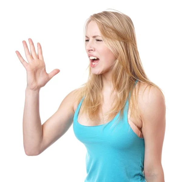 Angry woman yelling — Stock Photo, Image