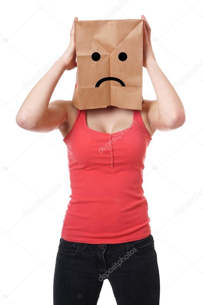 unhappy paper bag girl