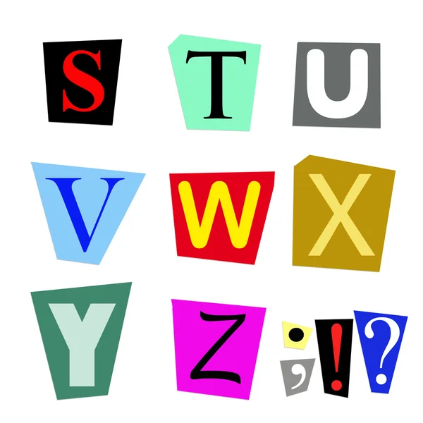 Letras cortadas S a Z — Fotografia de Stock
