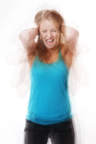 Screaming woman in a frenzy — Stock Photo, Image