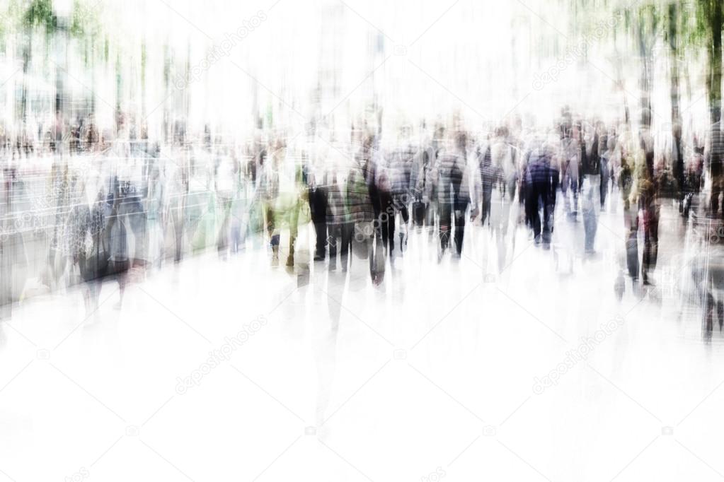 blurred city people walking