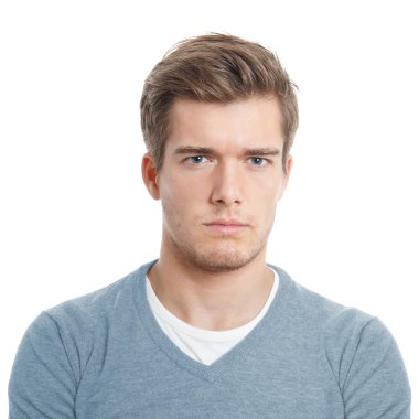 young man looking displeased clipart