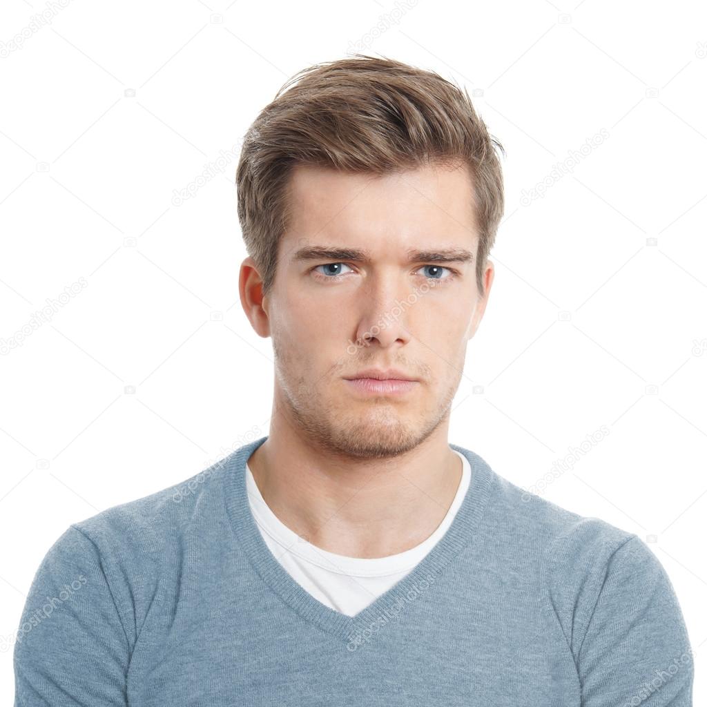 young man looking displeased