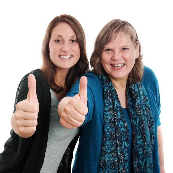 Daughter and mother thumbs up — Stock Photo, Image