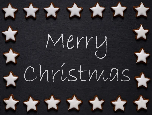 Buon Natale con decorazione a forma di stella biscotti — Foto Stock