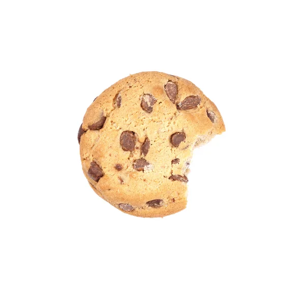 Galleta de chocolate chip mordido en — Foto de Stock