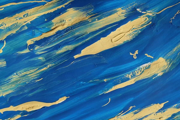 Абстрактные мазки синей и желтой красок — стоковое фото