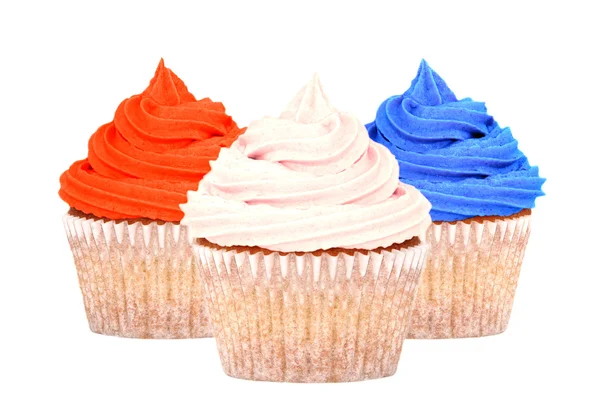 赤、白および青の愛国的なカップケーキ — ストック写真