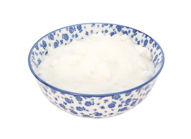 Bir mavi ve beyaz Çin kasede Beyaz pudra şekeri