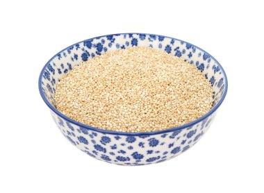 Quinoa bir mavi ve beyaz Çin kase