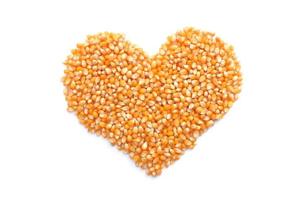 Popcorn maize in a heart shape — Stock Photo, Image