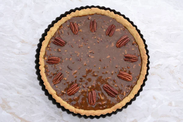 Pekannuss-Torte mit Nüssen zum Backen — Stockfoto