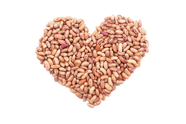 Cranberry beans, or borlotti beans in a heart shape — Stock Photo, Image