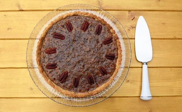 Pecan pie with pie server — Stock Photo, Image