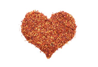 Hot and spicy crushed chillis in a heart shape