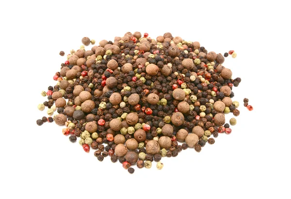 Mixed peppercorns - black, white, pink, green, pimento — Stock Photo, Image